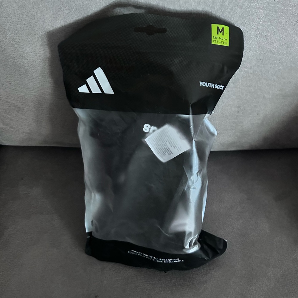 50%offw❤️ Adidas Soccer/Football Youth Sock Guard, Black/White, Size M HG99